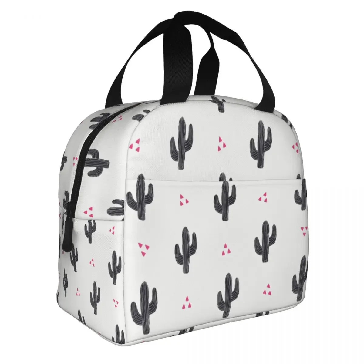 Cactus Lunch Bag Portable Insulated Oxford Cooler Cute Thermal Picnic Tote for Women Children