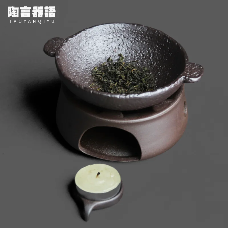 Rock mineral ceramic clay candle roasting tea leaf stove tray combination Chinese candle fire coffee bean roaster