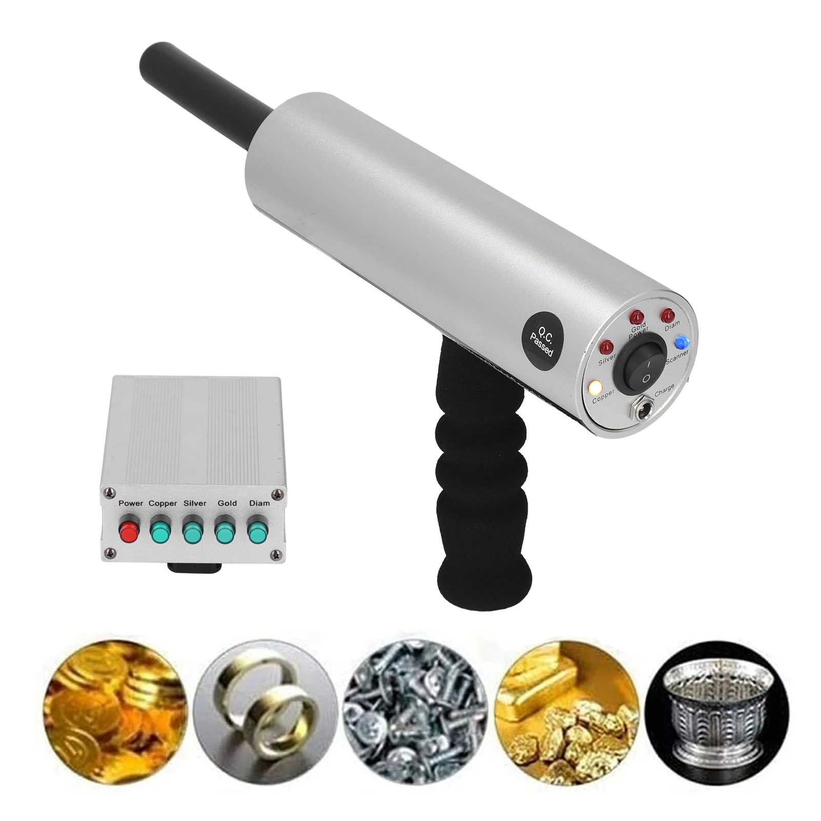 Metal Detecting Tool Metal Detector Aluminum Silver 14m Depth 800m Range Handheld Rechargeable Detector for Gold Silver Hunting
