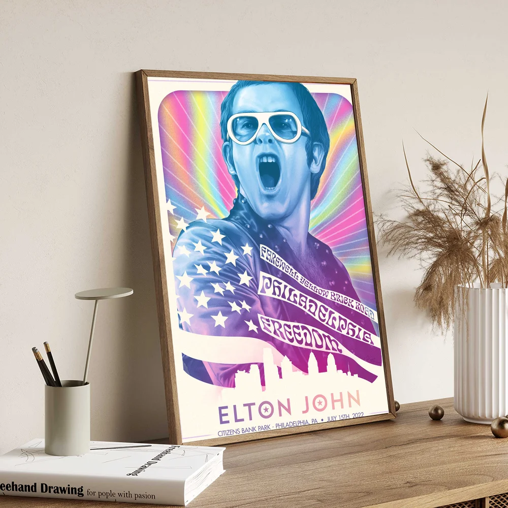 Elton John DIY Sticky Poster Vintage Room Bar Cafe Decor Home Decor