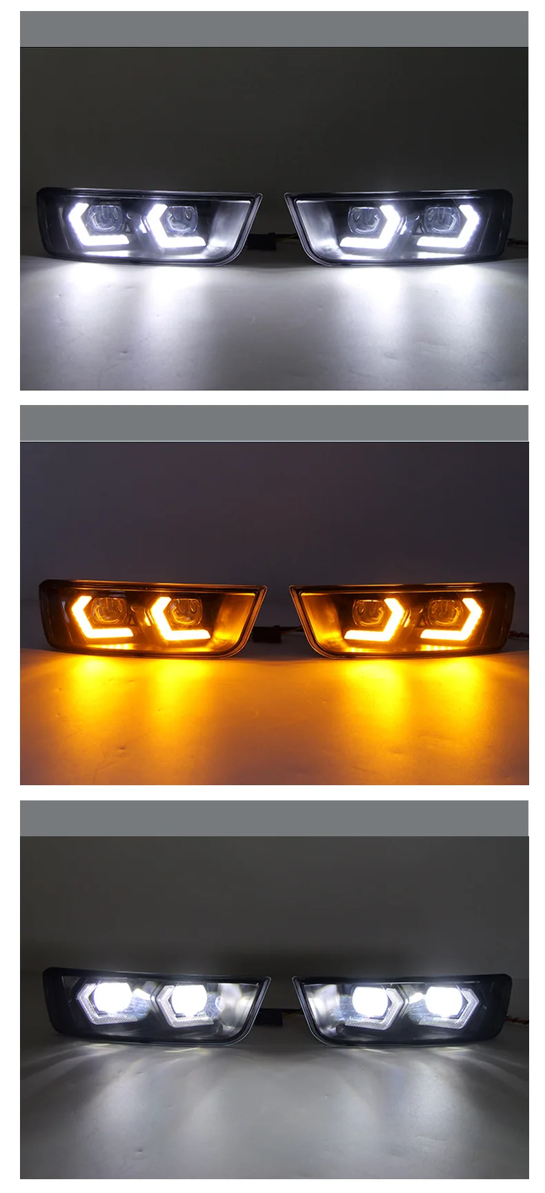 For Toyota 4Runner 2003-2005 Car Front Lens Fog Lamp LED Daytime Running Lights DRL Yellow Dynamic Turn Signal Modified Daylight detail image 5