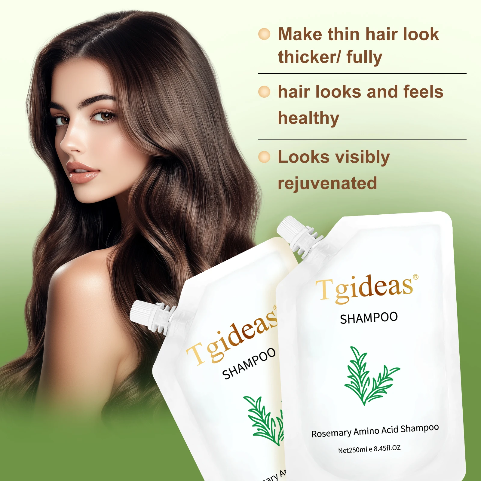 Tgideas Rosemary Shampoo and Conditioner (for Men and Women) - Cleanses Scalp of Loose Impurities 2-Pack