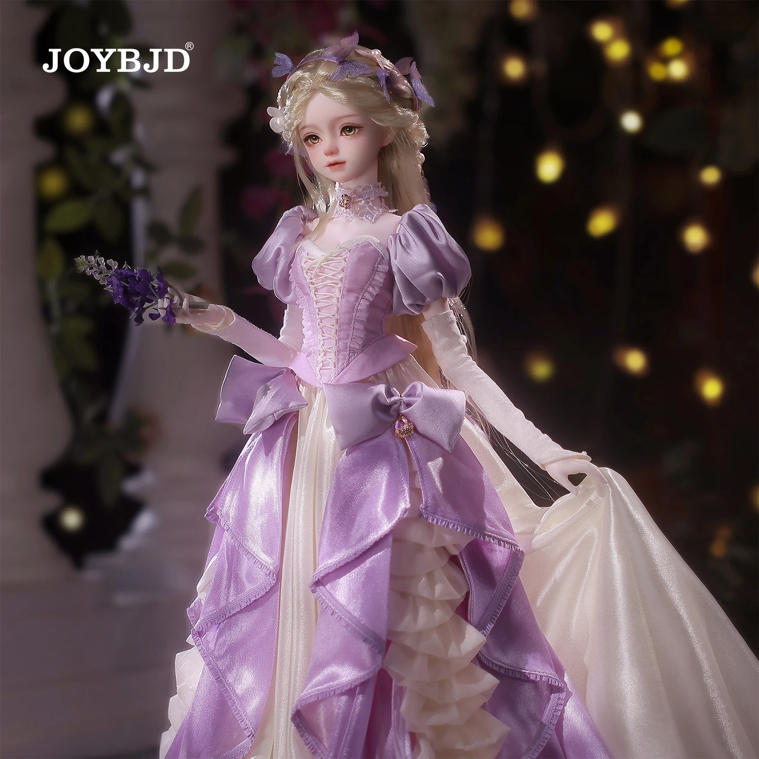 JOYBJD 에스메 풀세트 A 1/4 BJD 인형 (무시 바디 포함) - 수제 동화 공주 나비 정령 보라색 드레스 풀세트