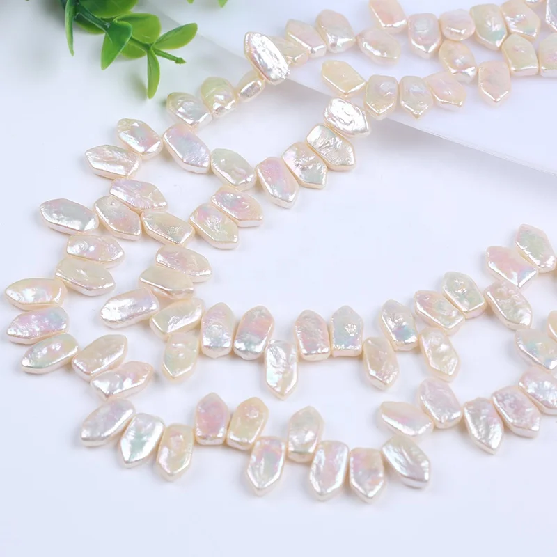 

High quality 8-9*13-17mm white color natural freshwater irregular baroque pearl strand jewelry