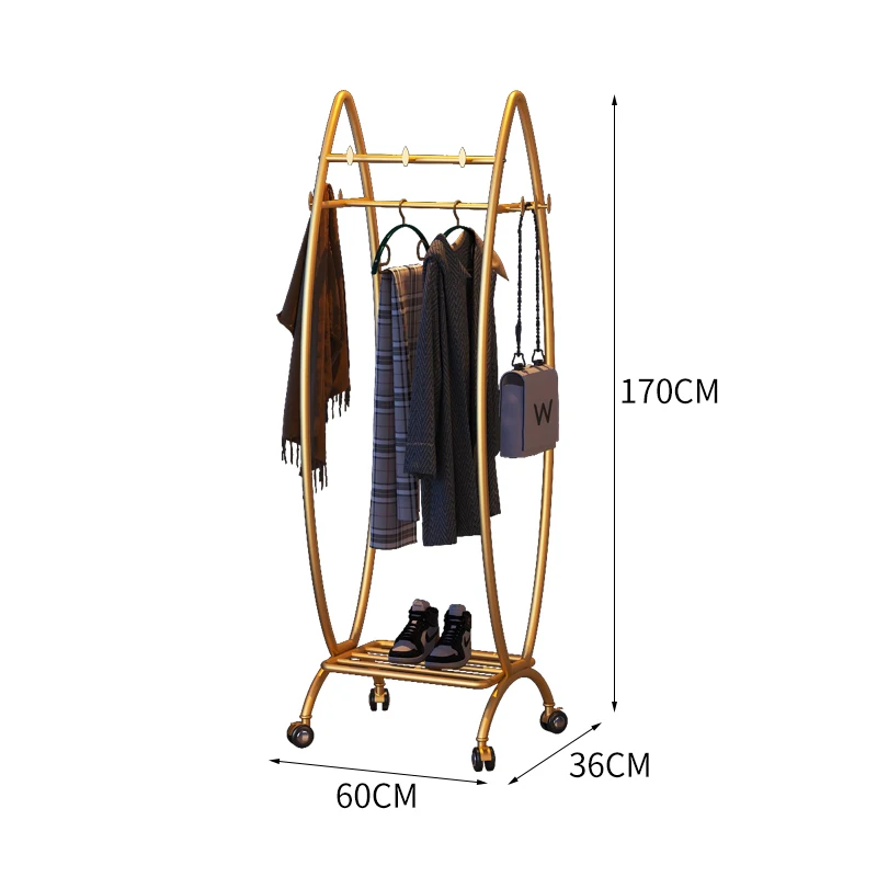 رفوف ملابس Glod منخفضة المستوى أرفف تجفيف رف ملابس قائم حديث تصميم شقق أثاث غرفة Perchero De Ropa #6