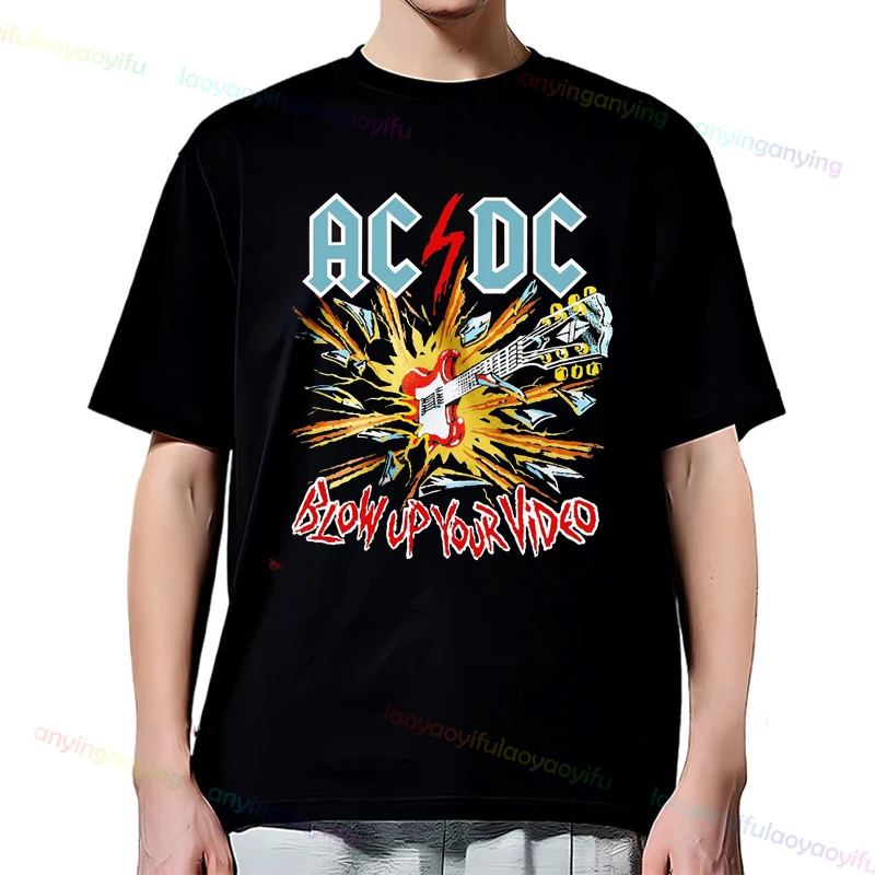 Rock Band -AC/DC-blow Up Your Video Graphic Printed T Shirt Customized Hip Hop Streetwear Harajuku Casual Men Clothes Womens Top