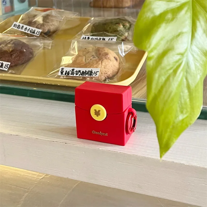 Funda tipo sobre roja para AirPods 4, Airpod 1, 2, 3 Pro Pro2, auriculares Bluetooth, caja de carga, funda protectora para auriculares