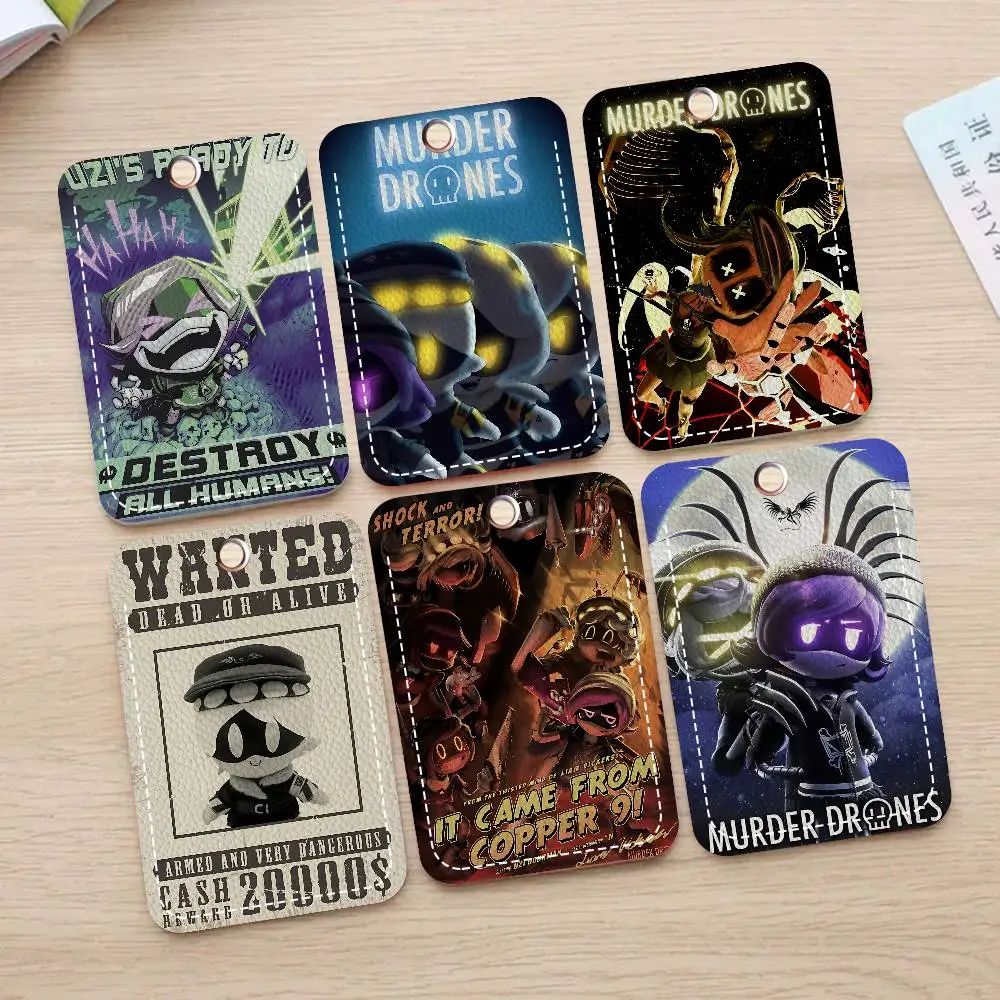 

Anime M-Murder D-Drones 1Pc PU Leather Card Holder Keychain Key Ring Door Lock Access Tags ID Card Case Keychain Card