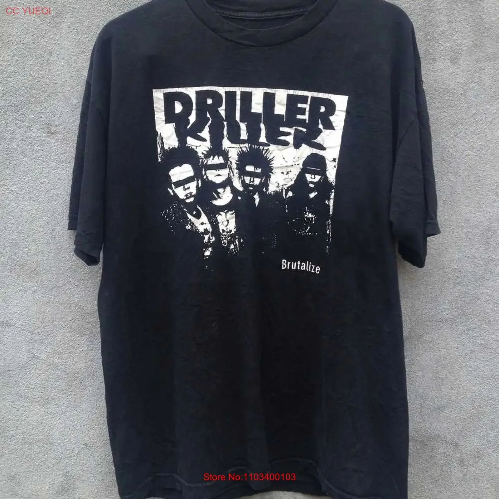 Футболка DRILLER Killer Brutalize, черная, хлопковая, размеры от S до 5XL, H181, винтажная, с эффектом потертости, повседневная, дизайнерская, стильная одежда.
