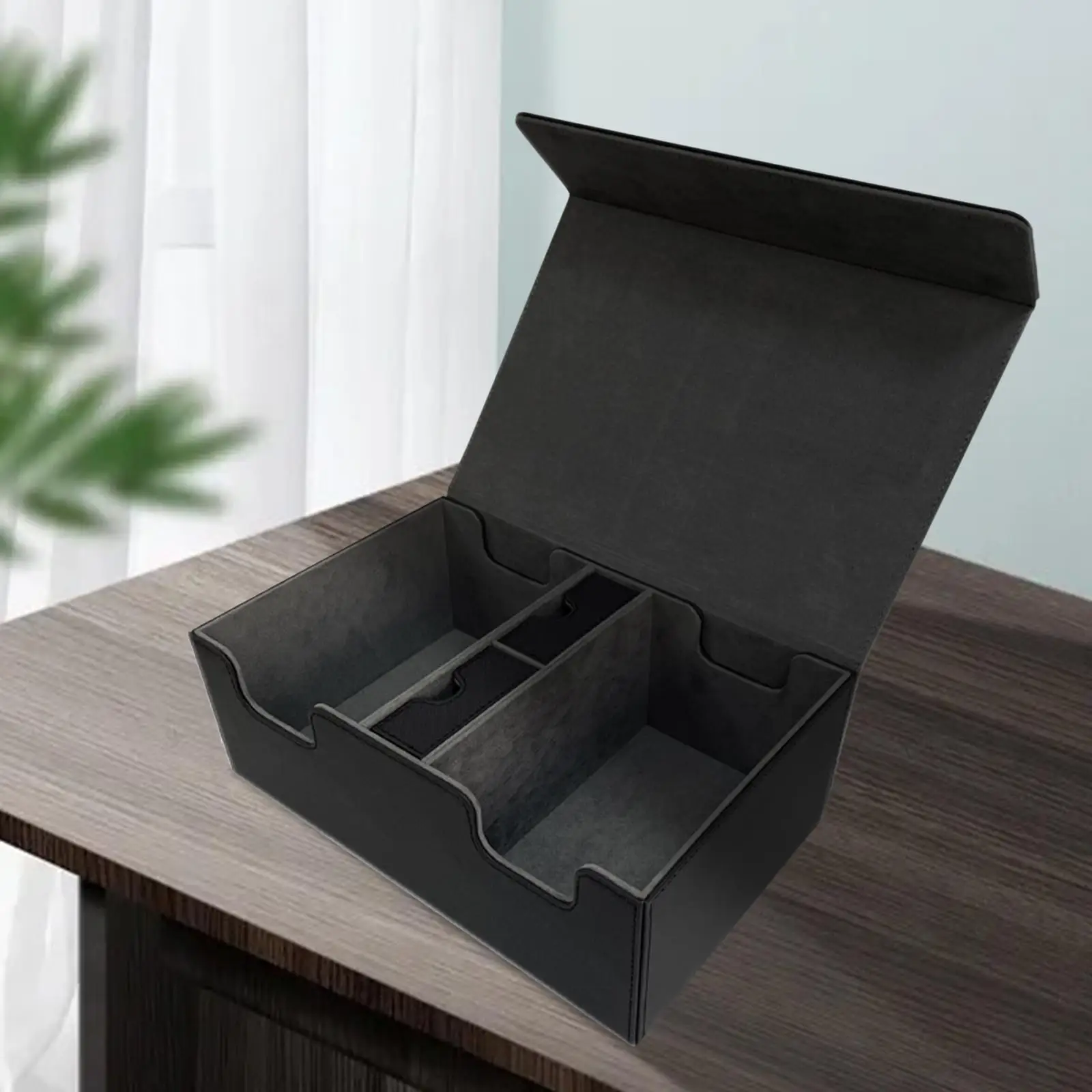 Card Game Deck Storage Box Dual Compartments Multiple Uses Multifunctional Black Red