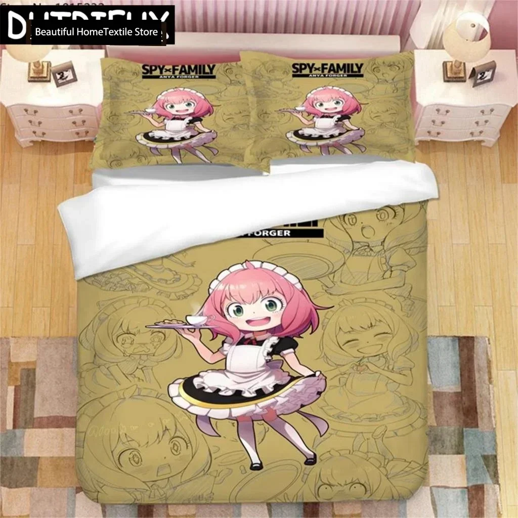 2023 New Cute Anya Forger 3D Printed Bedding Set Duvet Covers Pillowcases Comforter Bedding Set Bedclothes Duvet Cover 200x200
