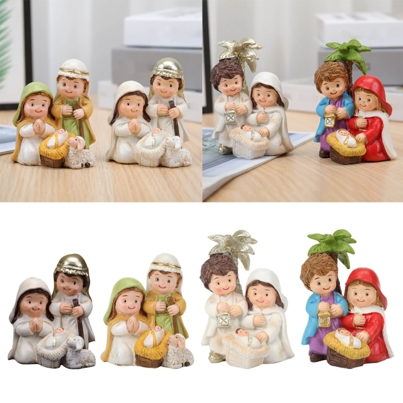 Classical Nativity Scene Figurine Set Christmas Decoration Baby Christ Desk Figurines for Home and Office Display