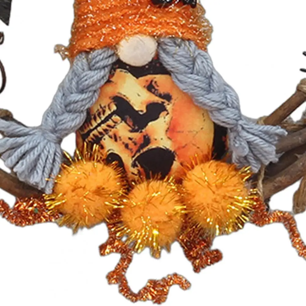 Front Door Halloween Decor Halloween Gnome Wreath with Spider Accents Handmade Hanging Gnome Decoration Tinsel Front Door