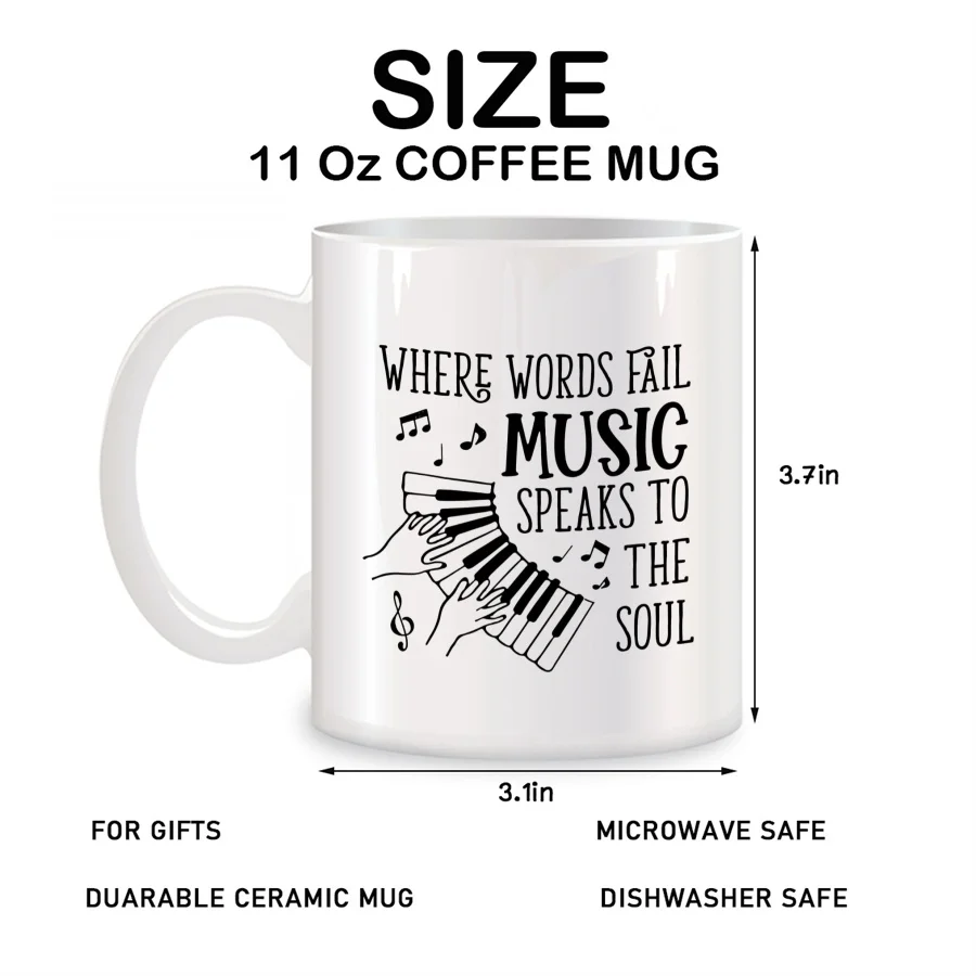 Where Words Fail Music Speaks to the Soul Mugs For Music Lovers Birthday Gifts Novelty Coffee Ceramic Tea Cups White 11 oz