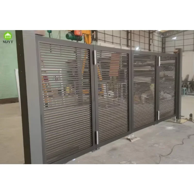 Simple Design Aluminum Private Garden Fence Swing Automatic Bi-Folding Gate Fence And Driveway Folding Gate