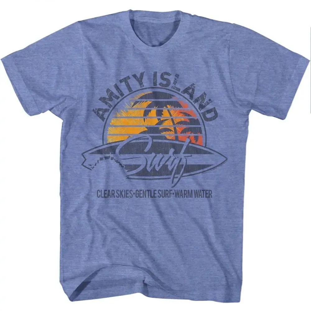 Jaws Amity Island Surf Light Blue Movie T Shirt