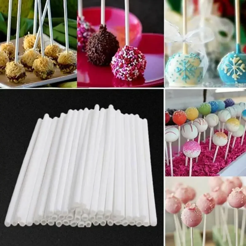 100pcs/bags Safe Plastic Stick Cake Sucker Sticks For Chocolate Sugar Candy DIY Mold Tool 4x100mm 3.5x70mm