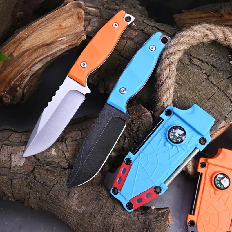 Outdoor Camping Fishing Straight knife Wilderness exploration Self Defense High hardness Wear resistant Tactical Pocket Knives