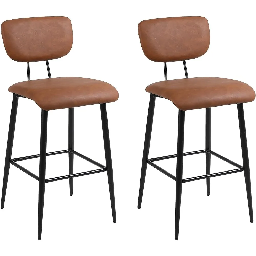 

Barstools Set of 2, Counter Height Bar Stool - Modern PU Leather Kitchen Island Height Chair with Back & Footrest, Pub Stools