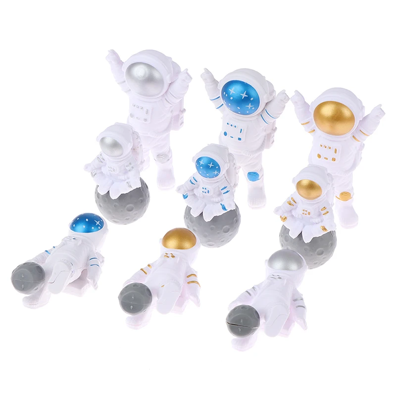 3Pcs Universe Rocket Astronaut Happy Birthday Letter Decoration Cake Topper