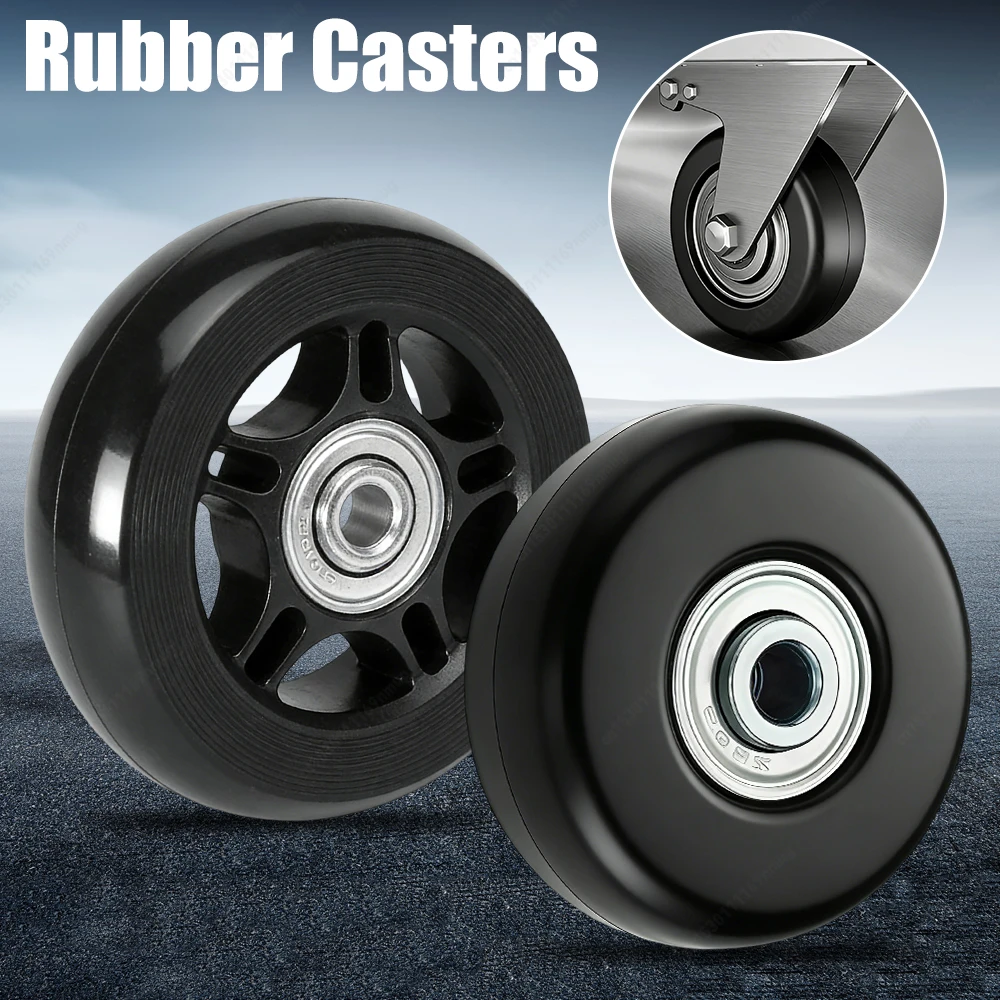 1 Pair Luggage Suitcase Replacement Wheels Mute Rubber Casters with Metal Bearings Axles Screw Wear Resistant Deluxe Repair Tool