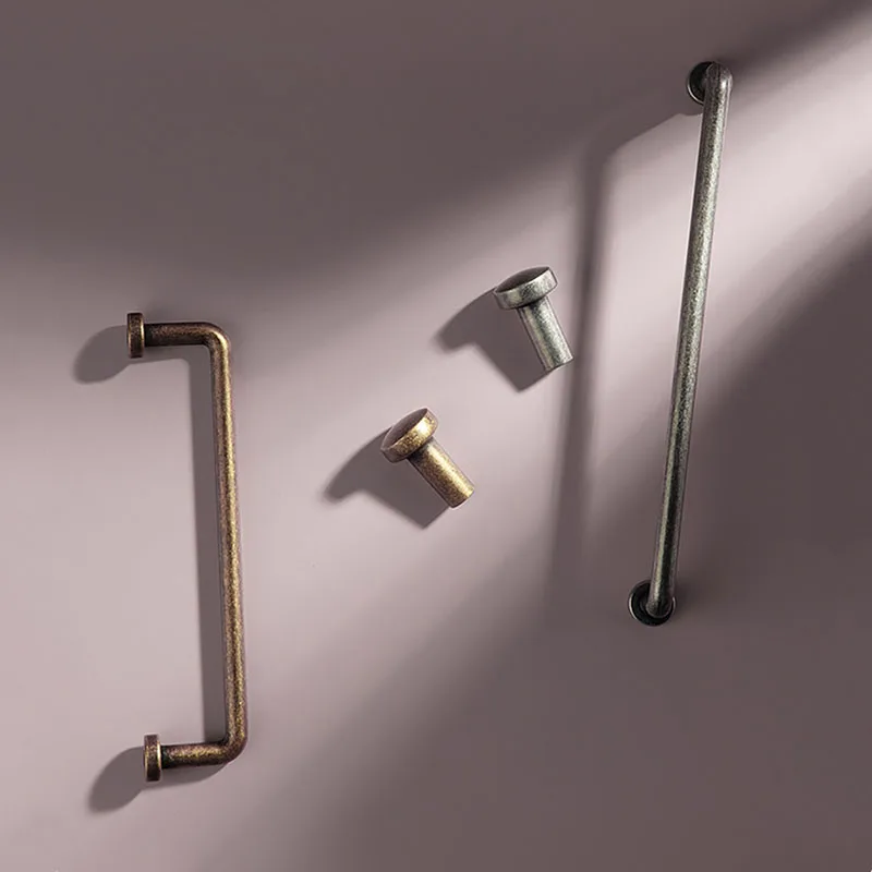 Antique Zinc Furniture Handles for Cabinet Retro Wardrobe Pull Handle Drawer Dresser Knobs Closet Cupboard Bar Handle