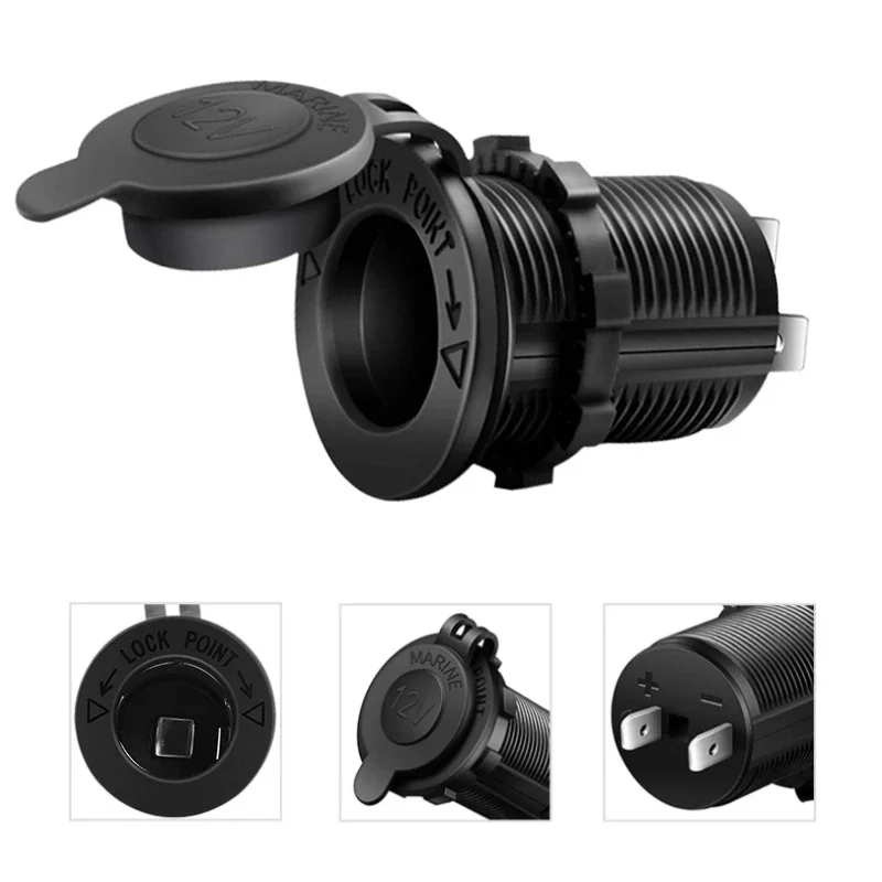 1-3 sets of car cigarette lighter sockets, 12V-24V, waterproof plug power outlets for marine boats, motorcycles, trucks, RVs, an