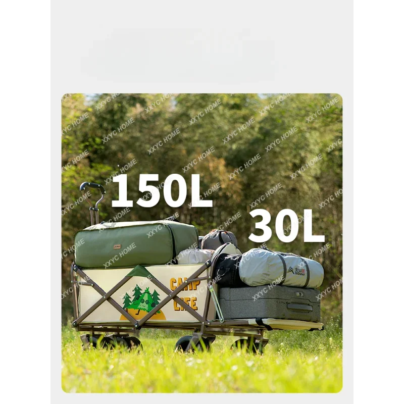 Camping Cart Picnic, Pode adicionar mesa dobrável, Stall portátil ao ar livre, Hand Pull Trailer, Equipamento de acampamento