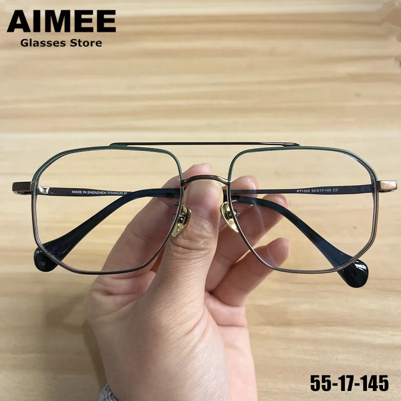 

Большие титановые квадратные очки в оправе, японский дизайн, мужские сверхлегкие очки-пилоты, женские оптические очки ручной работы с большим лицом