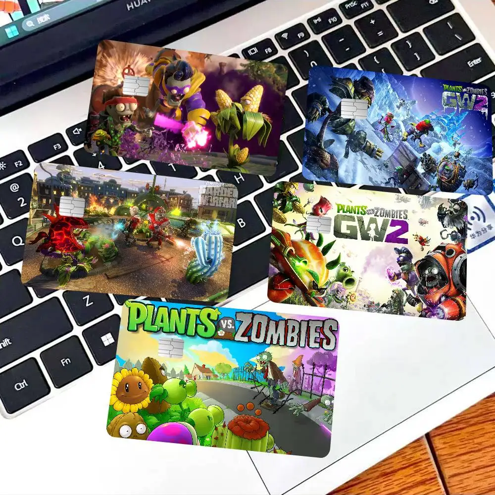 Classic Game P-Plants Vs Z-Zombies Credit Card Skin Stickers No Adhesive Residue Water Proof for Credit Card Subway Access Card