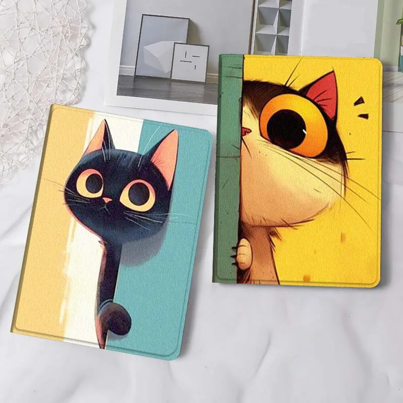 

Art Cartoon Cat Popular For iPad Pro Air Mini 2 3 4 5 6 7 6th 7th 10th 11th 10.2 9.7 10.5 11 Foldable Tablet Case Gift