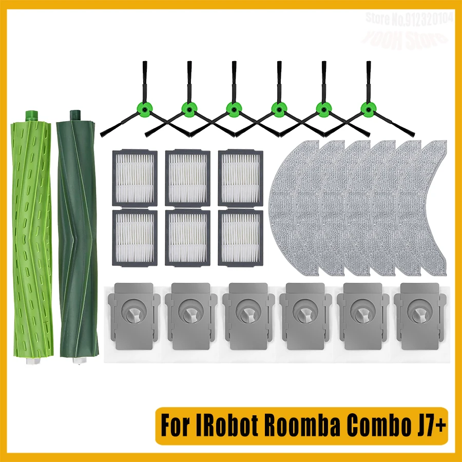 For iRobot Roomba Combo j7 + j9+ Robot Vacuum Cleaner Main Side Brush Hepa Filter Cleaning mops Cloth Dust Bag Accessories Parts