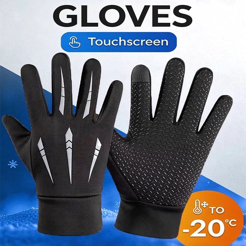 Warm Gloves for Men Motorcycle Winter Windproof Gloves Water-Repellent Cycling Takeaway Touch Screen Fishing Non-slip Gloves