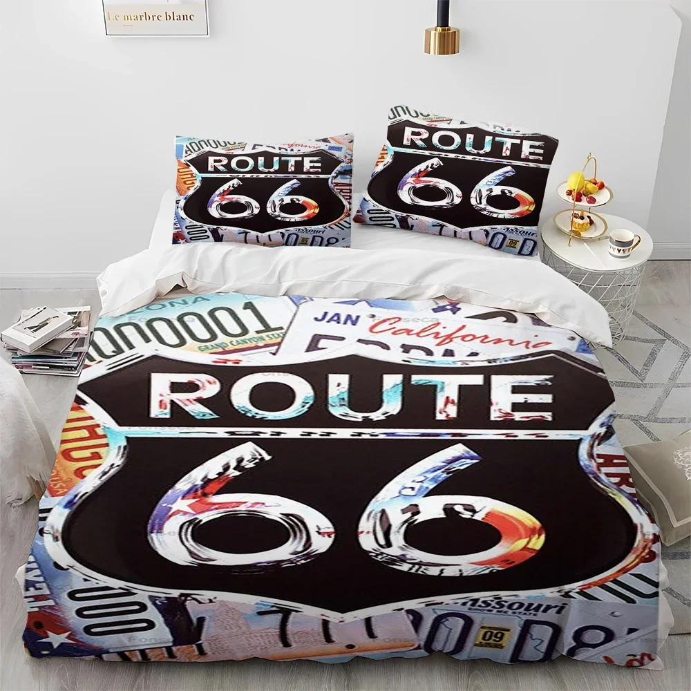 Historic Route 66,Mother Road,mãe estrada Comforter Bedding Set,Duvet Cover Bed Set Quilt Pillowcase,king Queen Size Bedding Set