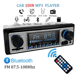 Hippcron Car Radio 1 DIN Stereo FM Bluetooth MP3 Audio Player Cellphone Handfree Digital USB/SD With In Dash Aux Input