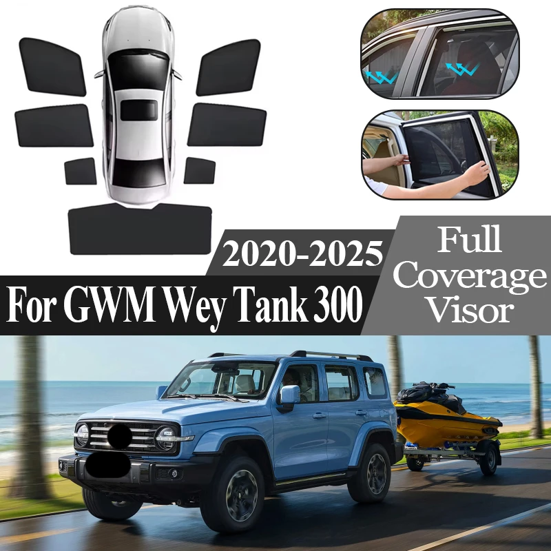 

Auto Parts For GWM Wey Tank 300 2020-2024 2025 Anti-UV Car Magnetic Mesh Sunshade Coverage Sunshade Sunscreen Privacy Protection