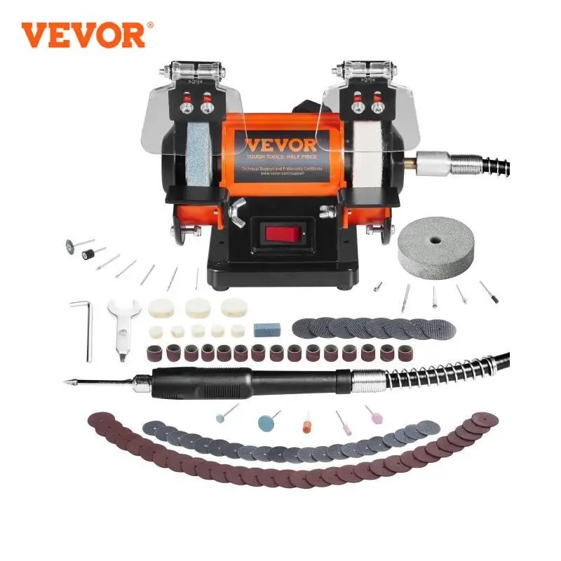 VEVOR 3in Jewelry Polisher Buffer Brushless Adjustable Speed Mini Multi-purpose Bench Grinder Polishing Machine for Gemstones