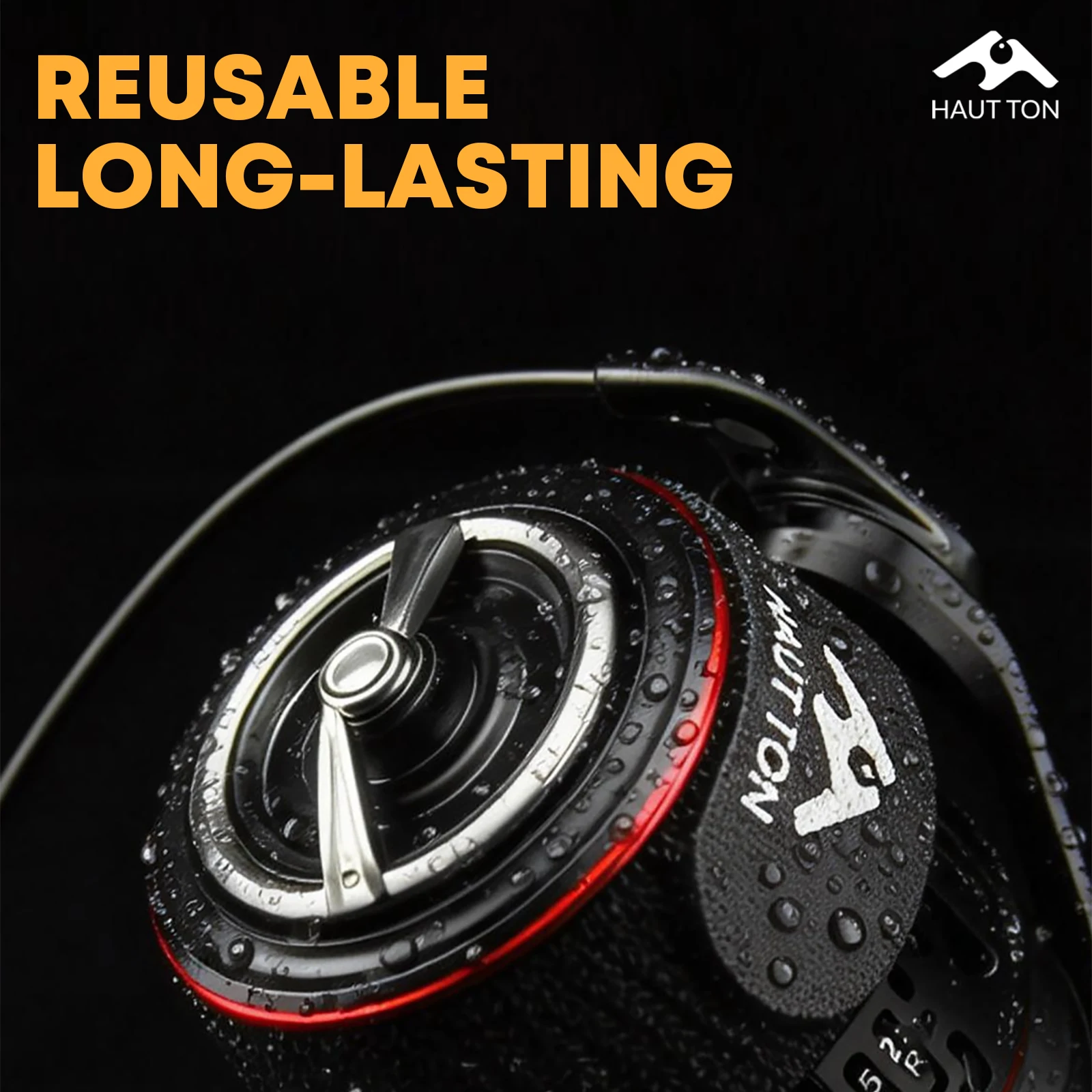 HAUT TON 4pcs Reel Spool Protective Tape&Fishing Rod Strap, Black&Orange Prevents Line Tangling&Spool Abrasion Fishing Accessory view 4