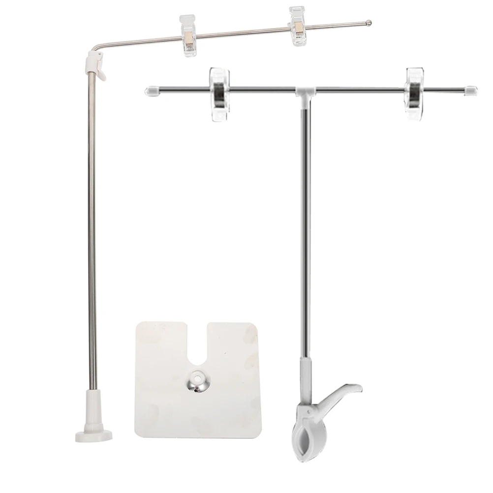 

2 Pcs White Stainless Steel Poster St Display Height Adjustable Bracket Holder Easel Advertising St shaped Holders Sign