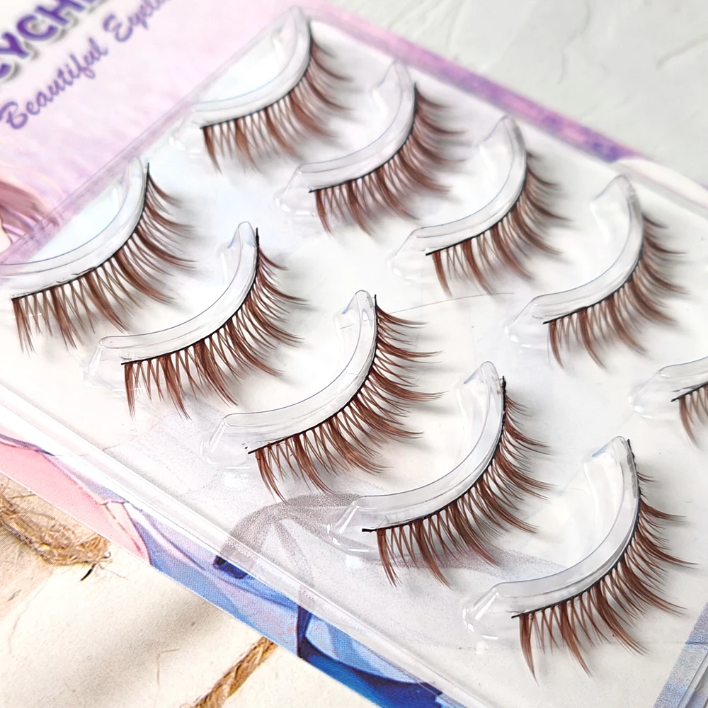 Colori marroni Natural Thick look Fairy ciglia finte ciglia fatte a mano Extension rejuuble Japanese Cosplay Anime Eyelash