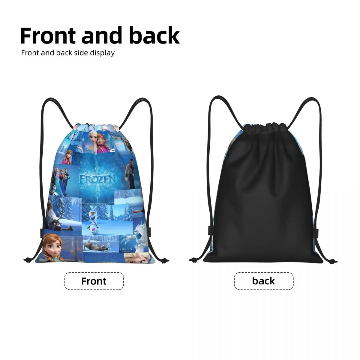 Custom Cartoon Frozen Elsa Princess Drawstring Backpack Bags Men Women Lightweight Anime Gym Sports Sackpack Sacks for Traveling