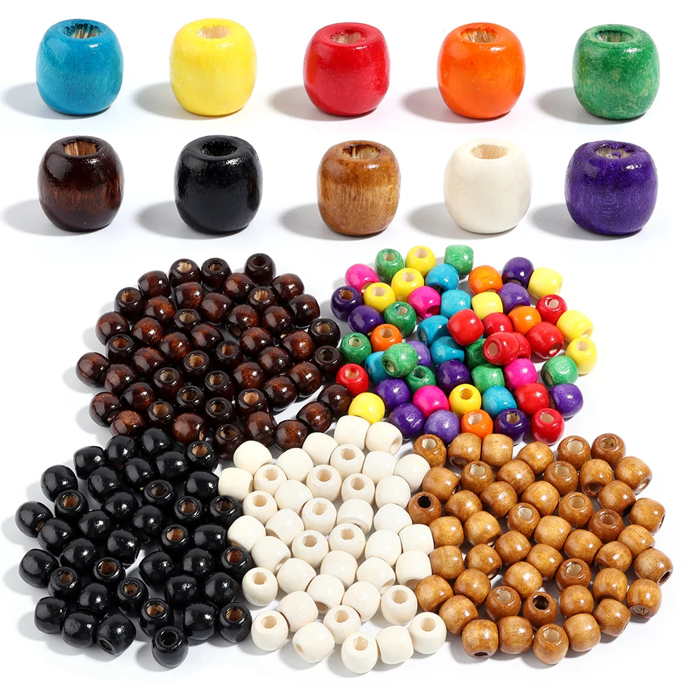 Natural Wooden Beads For Jewelry Making Big Hole Wood Beads Loose Spacer Beads DIY Hair Accessories Bracelet Necklace Wholesale