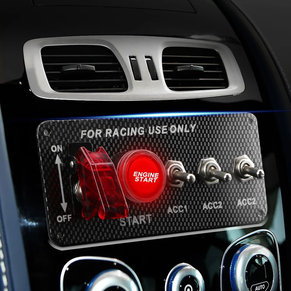 أدى لوحة التبديل الاشتعال لسباقات السيارات ، بدء دفع زر التبديل ، اكسسوارات السيارات ، 12 فولت #3