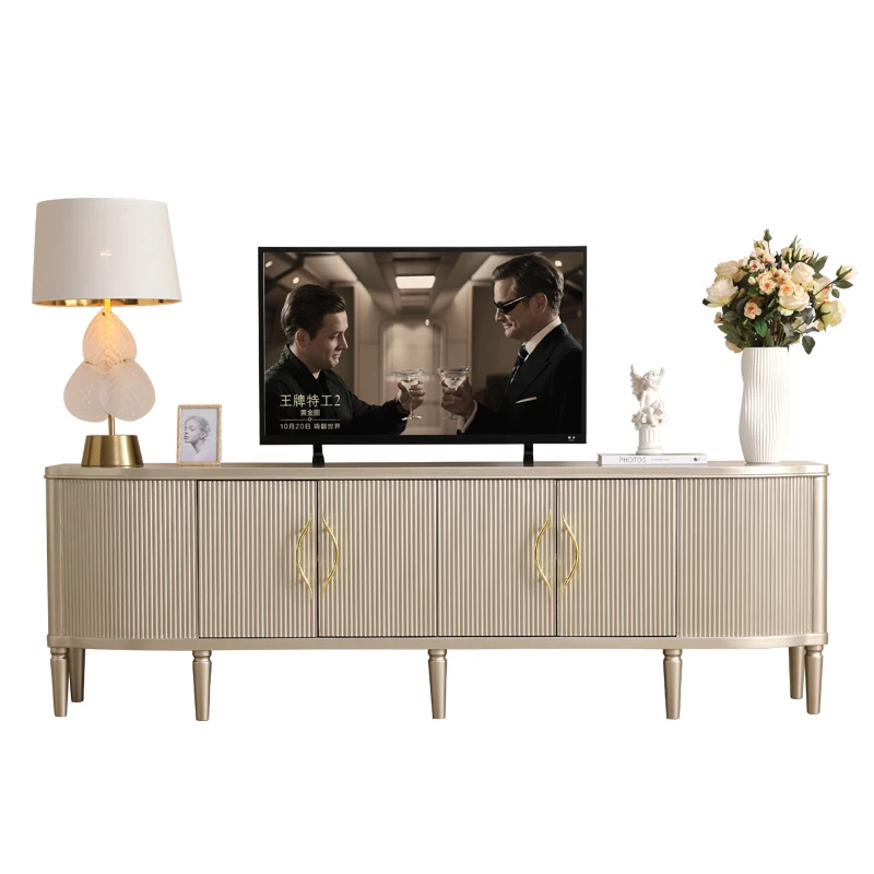 

*American light luxury solid wood TV cabinet modern simple household small apartment storage locker champagne gold
