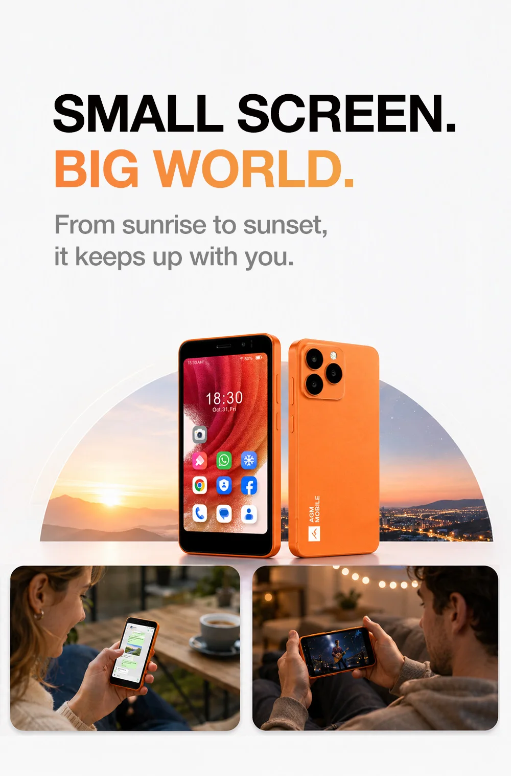 AGM N2 MINI Smartphone 3GB+32GB IP54 Compact Size 4.96Inch Display Android 16 GO 3000mAh Bettery Dual SIM Cheap Mini Phone