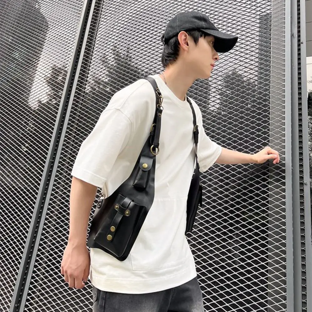 

Ретро-сумка на плечо в стиле стимпанк, винтажная сумка из искусственной кожи, практичная сумка-жилетка, сумка для телефона