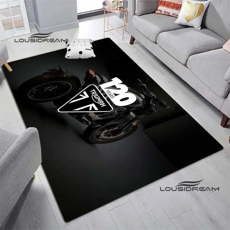 Alfombra de motocicleta Retro con estampado 3D Triumph, alfombrilla suave para el suelo, sala de estar, dormitorio, decoración de área grande