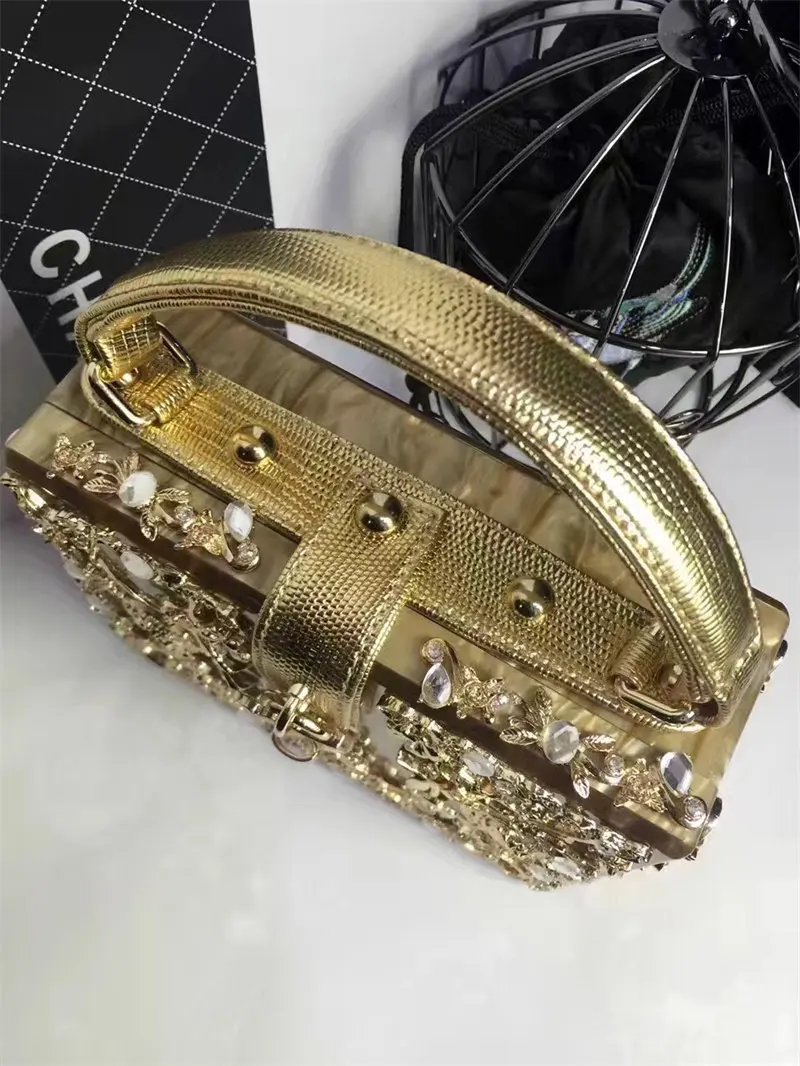 Designer-Marke Glänzende Acryl-Handtasche Party-Abendtasche Neue Box-Bankett-Set Diamant-Handtasche Umhängetasche für Damen – Detail 3