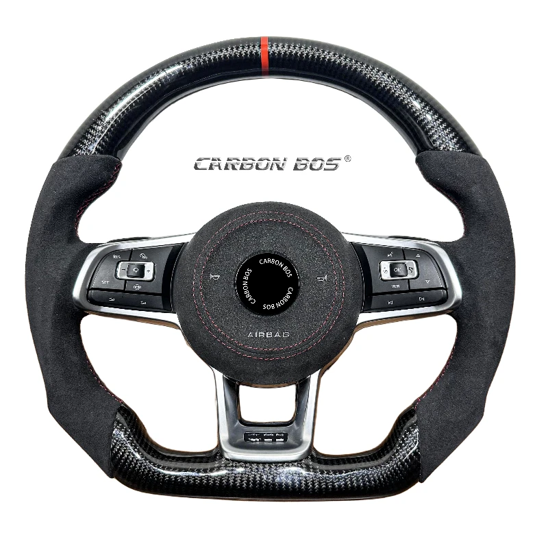 

Carbon Bos Hot Customized Carbon Fiber Steering Wheel for Volkswagen Golf MK7 MK6 MK5 MK4 GTI R Upgraded Sports Model Alcantara