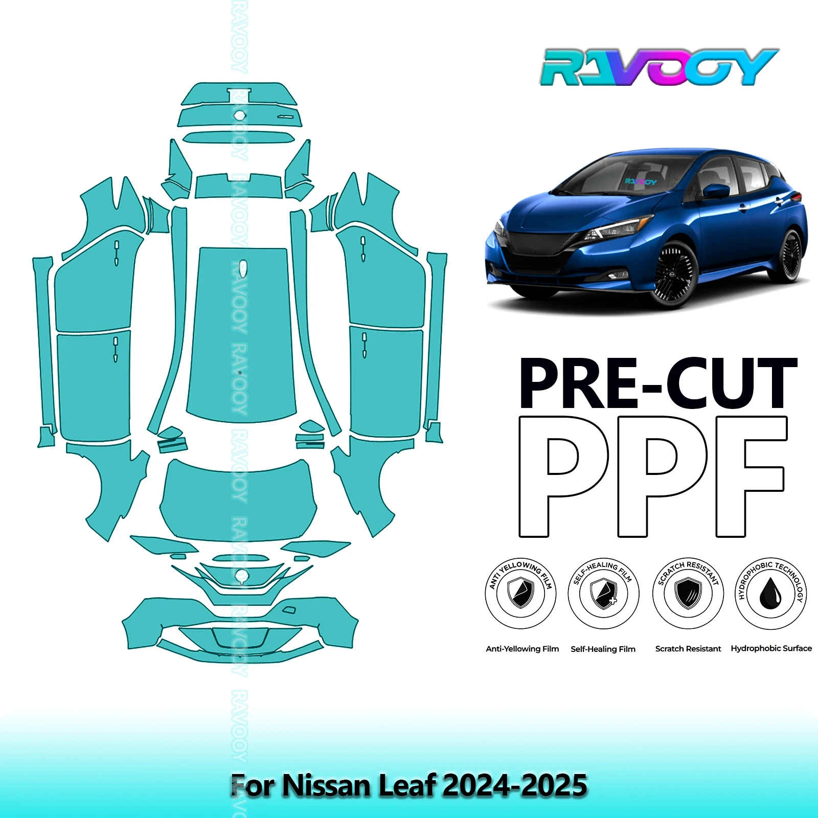 

8.5Mil Precut PPF Paint Protection Film Full Vehicle Clear Bra For Nissan Leaf 2024-2025